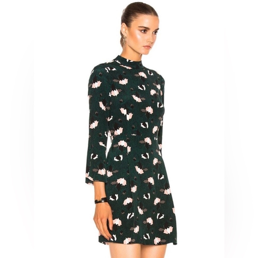 10 Crosby Derek Lam Silk Scribble Dress Printed Green Size 8